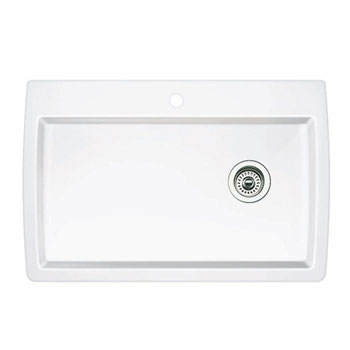 Blanco 440195 Diamond Super Single Bowl Drop-In Silgranit II Kitchen Sink - White