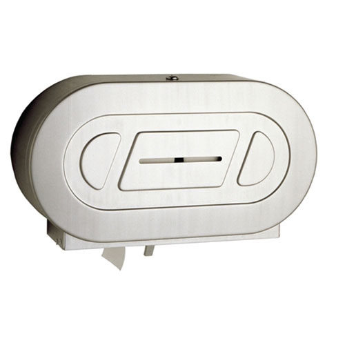 Bobrick B-2892 ClassicSeries Surface-Mounted Twin Jumbo-Roll Toilet Tissue Dispenser - Satin