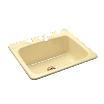 CECO C-E 757-3HOLE-WHT Cast Iron Ledge Type Self Rimming Kitchen Sink - White