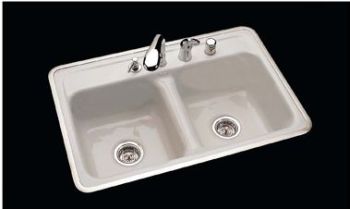 CECO Model 740-3 Hole Ledge Cast Iron Sink 32 inch  x 21 inch  - White