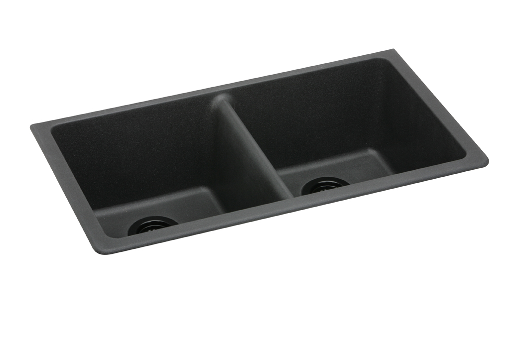 Elkay ELGU3322BK Gourmet Undermount Double Bowl Kitchen Sink - Black