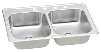 Elkay CR-3322-4 Gourmet (Celebrity) Double Bowl Stainless Steel Sink - 4 Holes