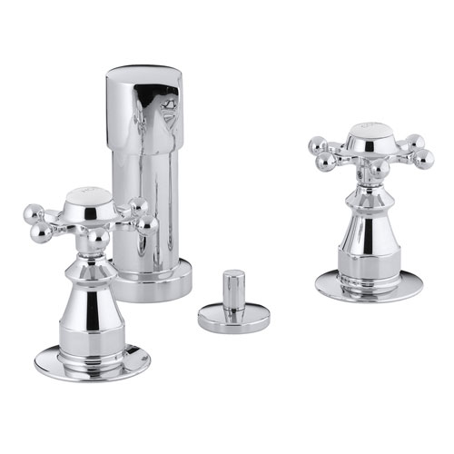 Kohler K-142-3-CP Antique Fixture-Mount Bidet Faucet w/Six Prong Handles - Polished Chrome