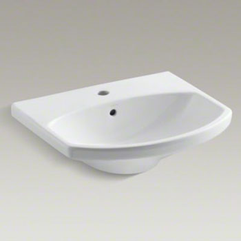 Kohler K-2363-1-0 Cimarron Lavatory Pedestal Basin with Single Faucet Hole - White