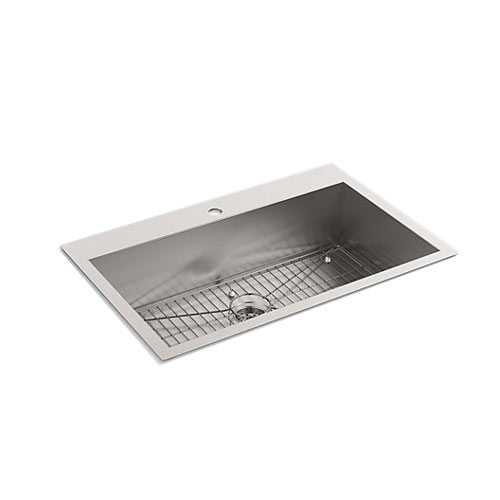 Kohler K-3821-1 Vault Large Single Kitchen Sink With Single-Hole Faucet Drilling - Stainless Steel