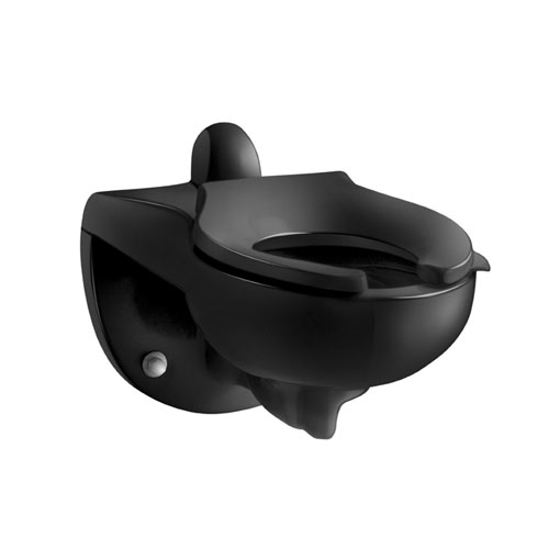 Kohler K-4323-7 Kingston Wall-mounted 1.6 or 1.28 gpf Flushometer Valve Toilet Bowl with Rear Inlet - Black