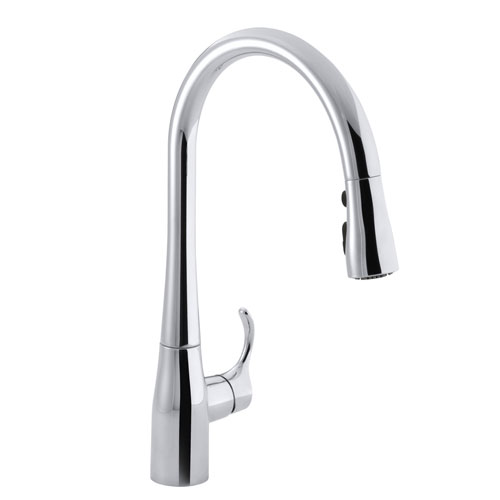 Kohler K-596-CP Simplice Single Hole Pulldown Kitchen Faucet - Polished Chrome