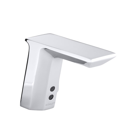 Kohler K-7517-CP Geometric Single Hole Touchless Hybrid Energy Cell Powered Commercial Bathroom Sink Faucet - Chrome