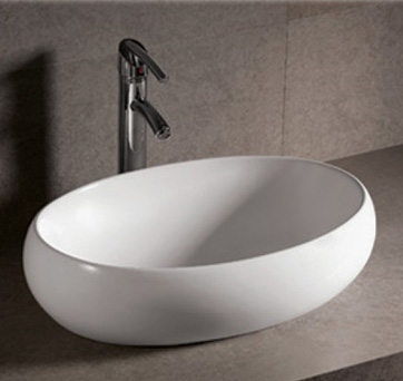 Whitehaus WHKN1091 Isabella Oval Vessel Sink with Offset Center Drain - White