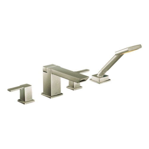 Moen TS904BN 90 Degree Two Handle Roman Tub Faucet Trim with HandShower - Brushed Nickel